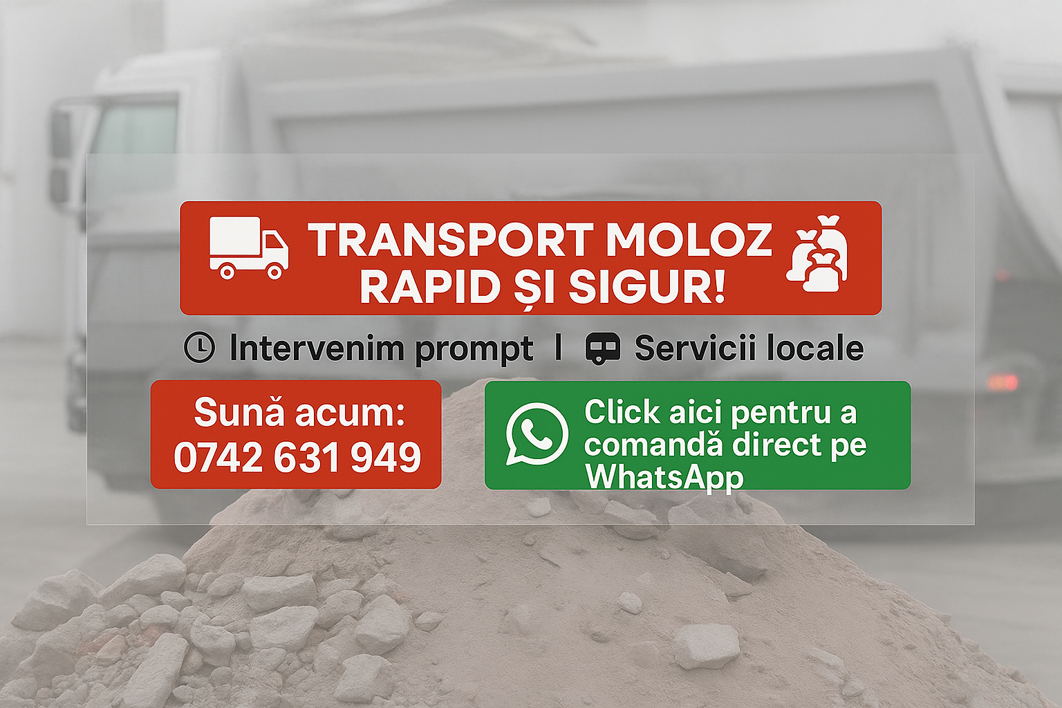 Comandă transport molozpe WhatsApp